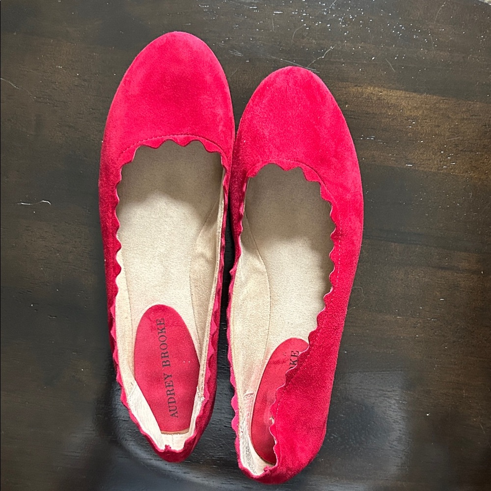 Audrey Brooke Vibrant Red Suede Flats